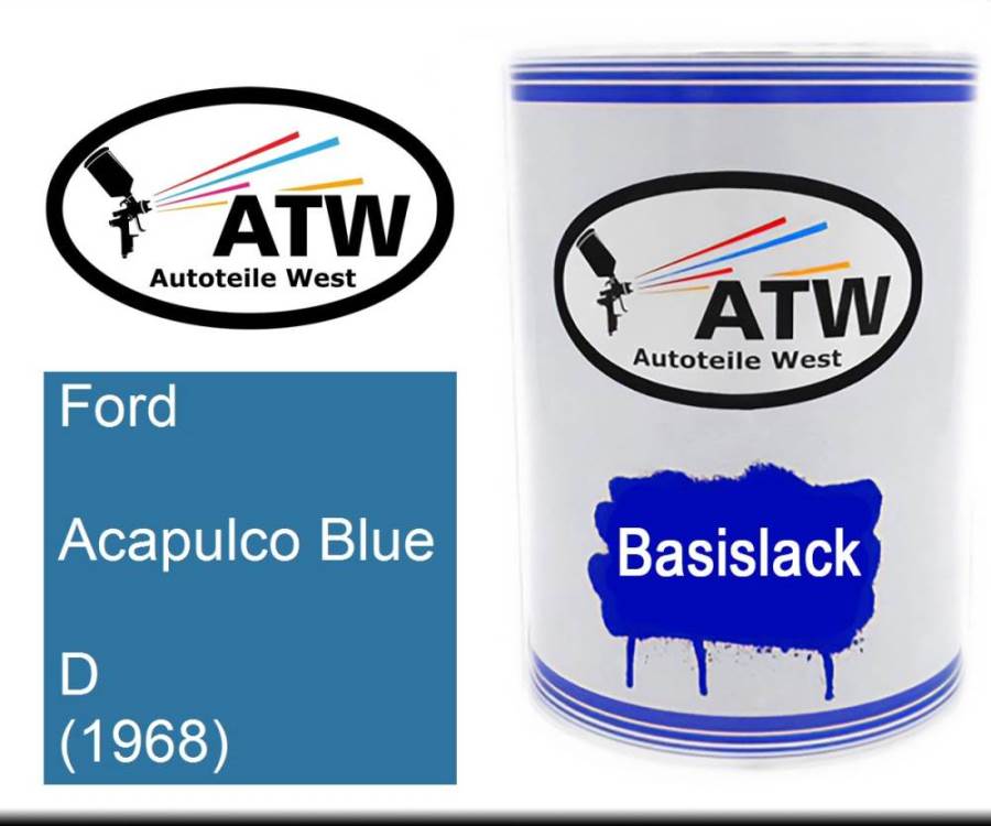 Ford, Acapulco Blue, D (1968): 500ml Lackdose, von ATW Autoteile West.